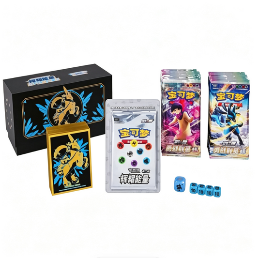 Pokémon Radiant Energy Gift Box – A premium TCG gift set containing multiple booster packs, a special card pack, dice, and a limited-edition deck box, perfect for collectors and players alike