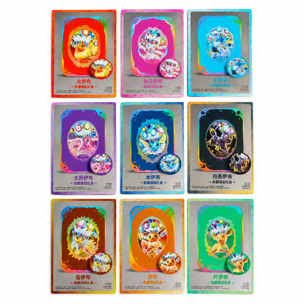 Terestal Gathering Tin Gift Box featuring nine collectible Pokémon-themed cards displayed in a gift box set